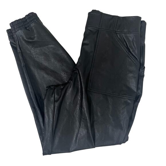 Spanx Pants Size 1X Black Faux Leather Jogger High-Rise Stretch Athleisure - Picture 6 of 12